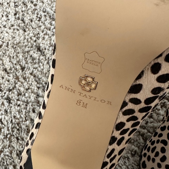 ANN TAYLOR, black & tan animal print booties, size 8. - Picture 3 of 5